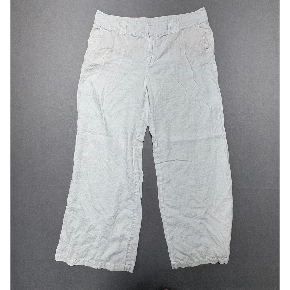 London Jean White 100% Linen Wide Leg Pants The Marisa Fit Size 16